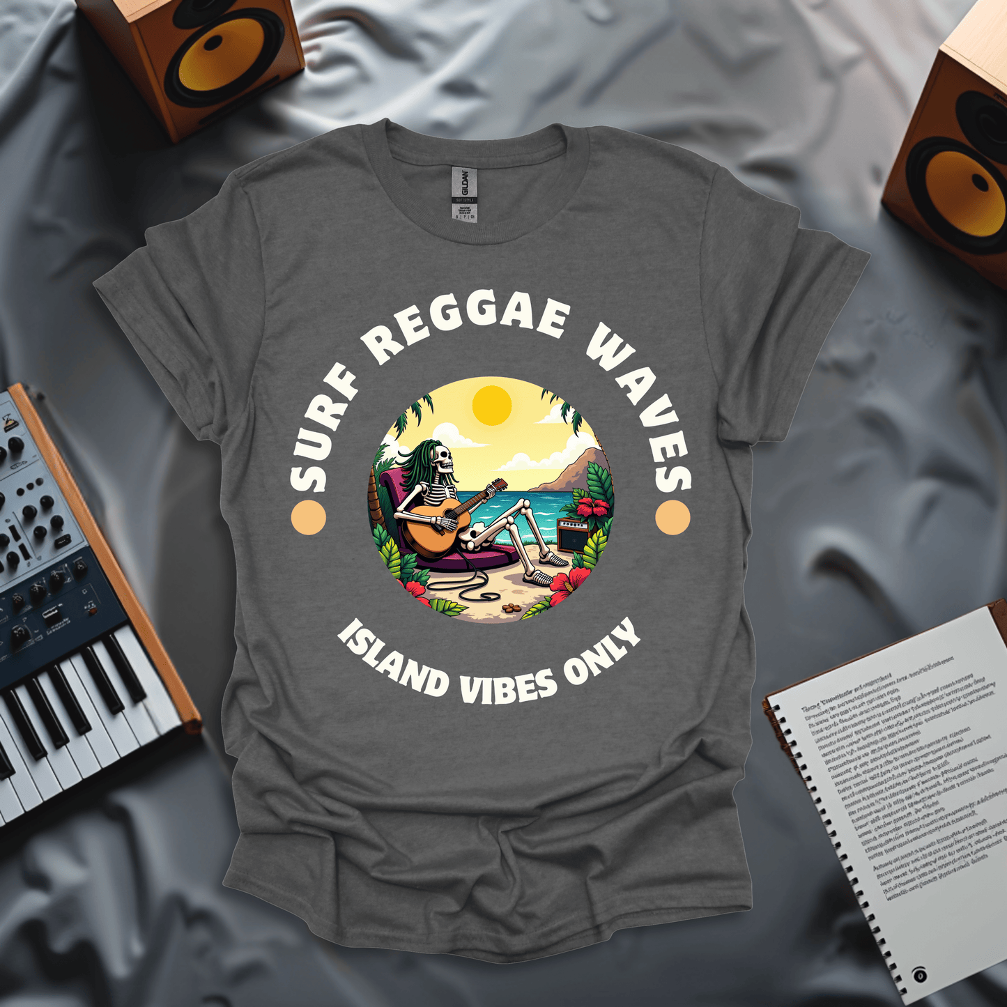 Surf Reggae Waves β Island Vibes Skeleton T-Shirt