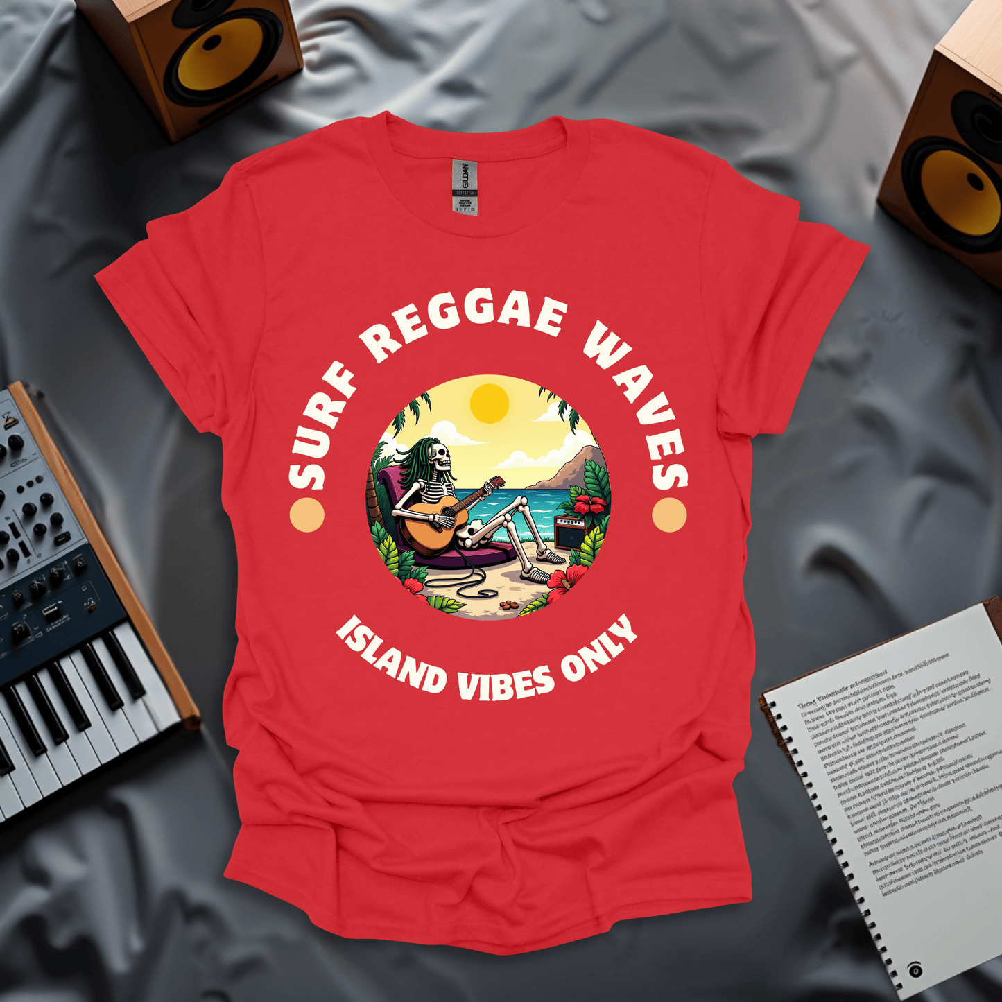Surf Reggae Waves β Island Vibes Skeleton T-Shirt