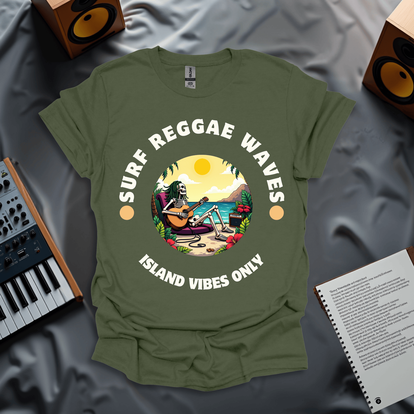 Surf Reggae Waves β Island Vibes Skeleton T-Shirt