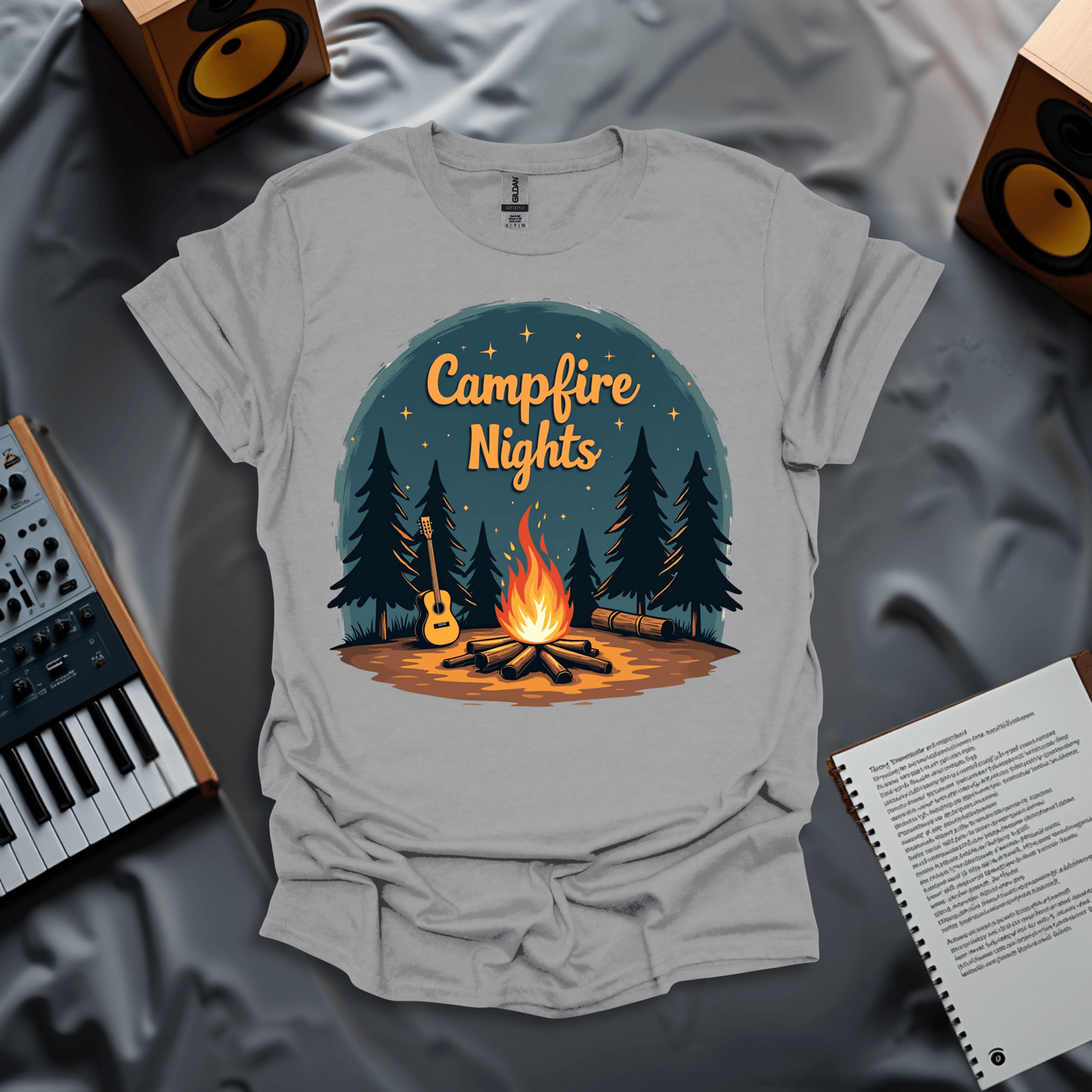 Campfire Night with Guitar T-Shirt