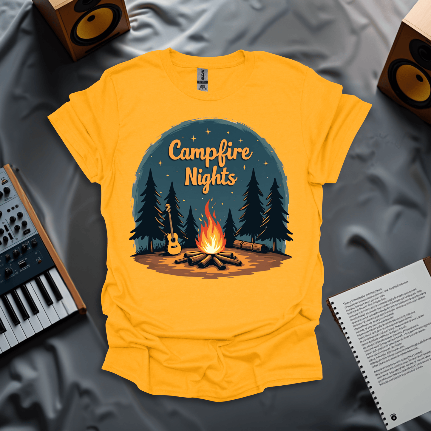 Campfire Night with Guitar T-Shirt