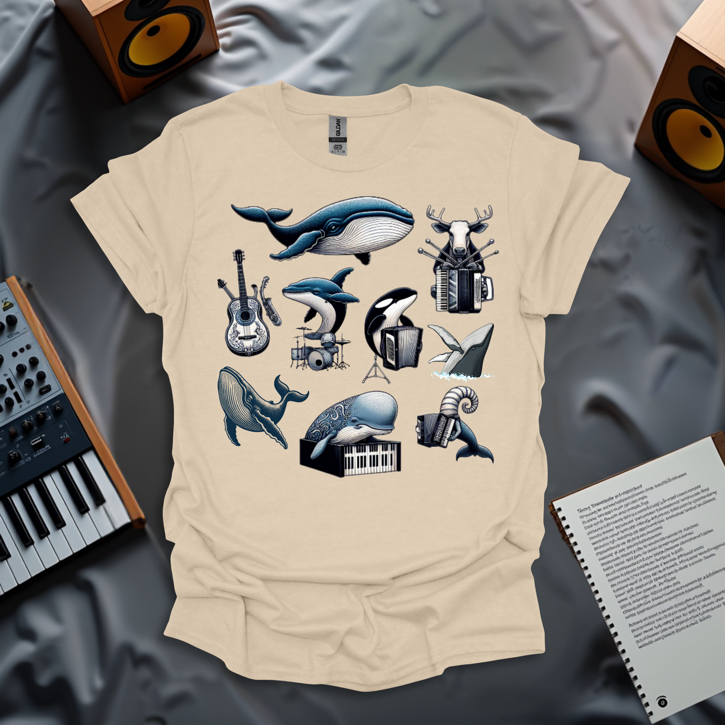 Musicians in Blue T-Shirt