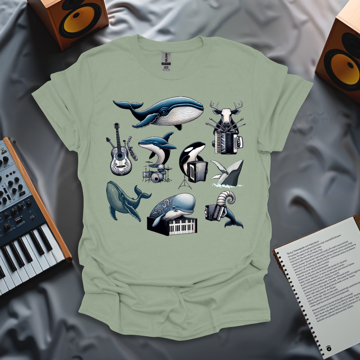 Musicians in Blue T-Shirt