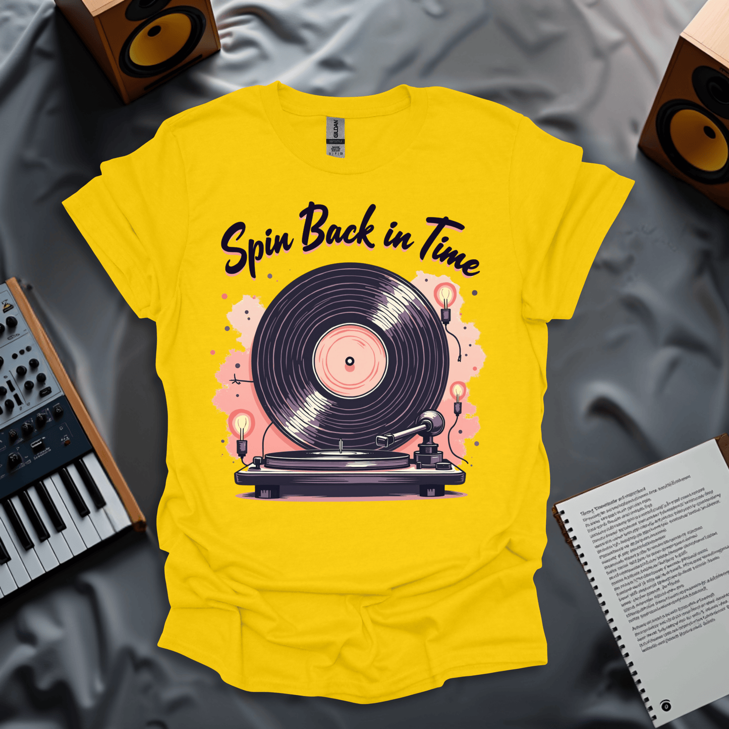 Spin Back in Time – Retro Vinyl Record Turntable T-Shirt