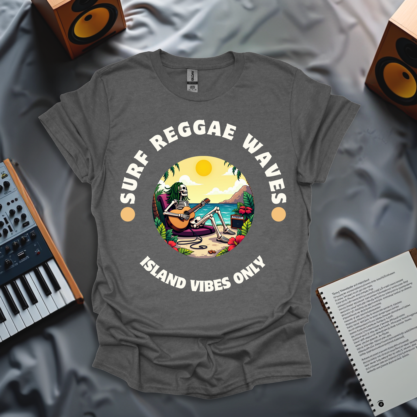 Surf Reggae Waves – Island Vibes Skeleton T-Shirt