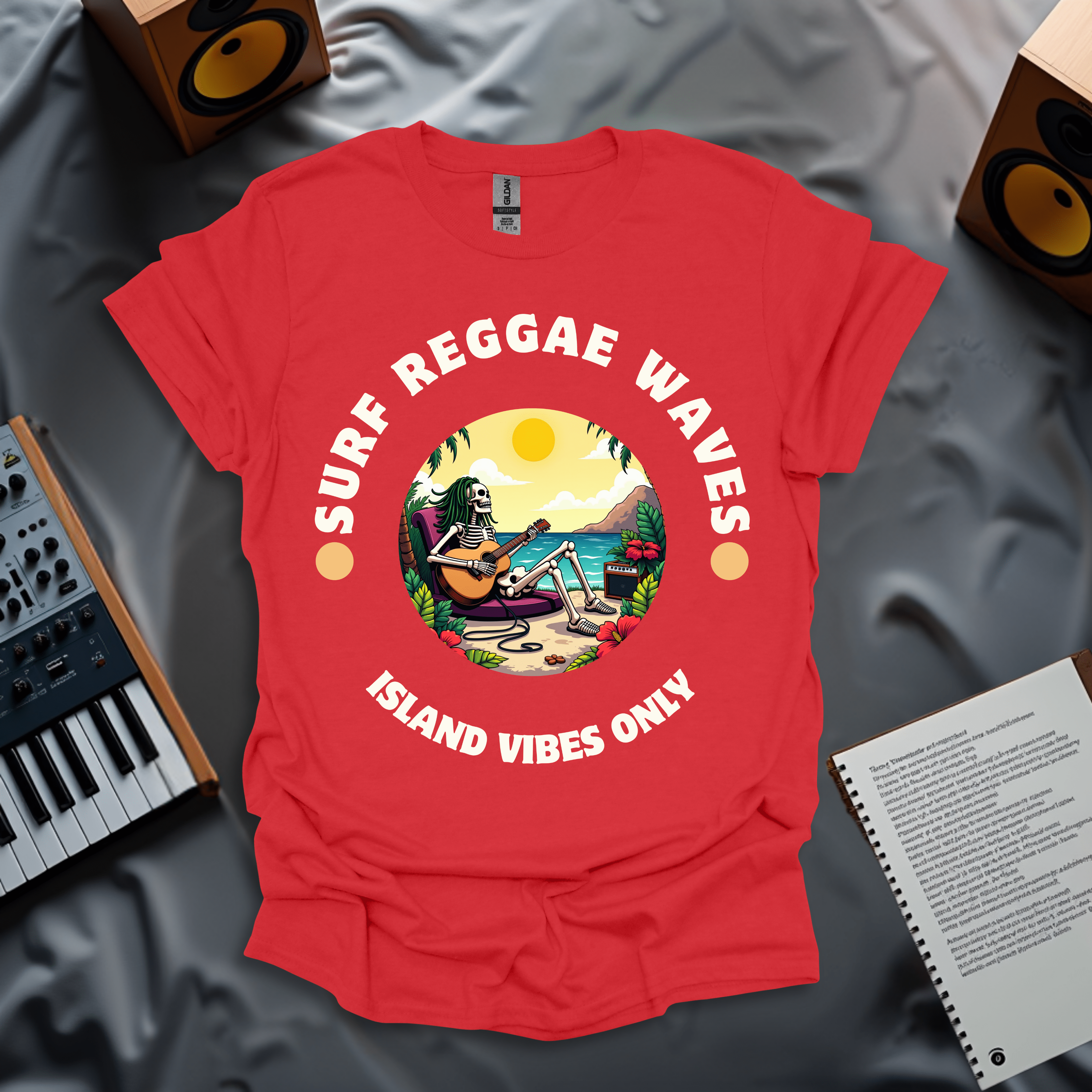 Surf Reggae Waves – Island Vibes Skeleton T-Shirt