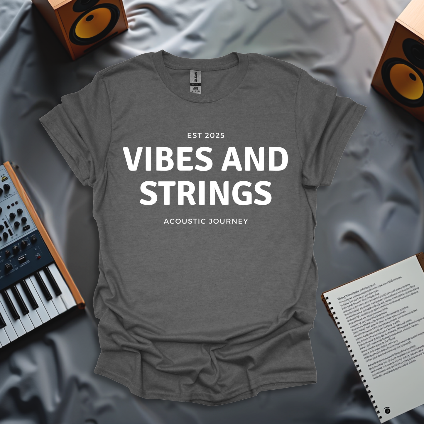 Vibes and Strings – Minimalist Music Lover T-Shirt