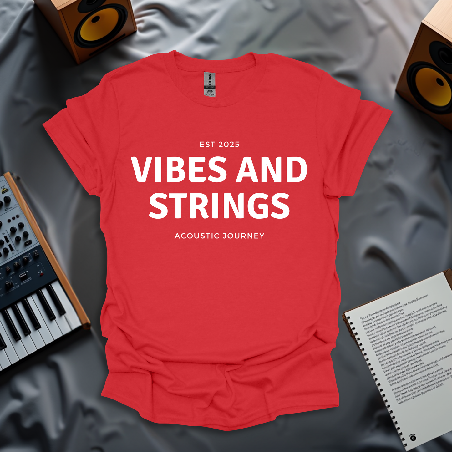 Vibes and Strings – Minimalist Music Lover T-Shirt