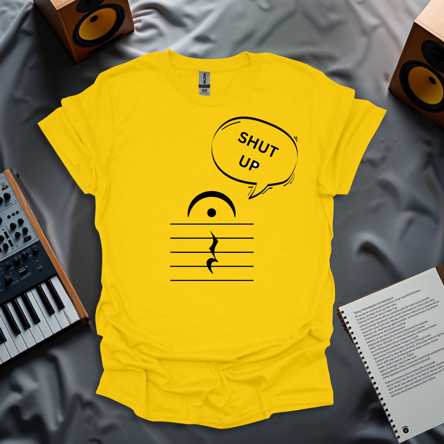 Funny Music Silence Rest T-Shirt – SHUT UP Design