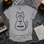 Easily Distracted by Cat and Music T-Shirt