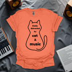 Easily Distracted by Cat and Music T-Shirt