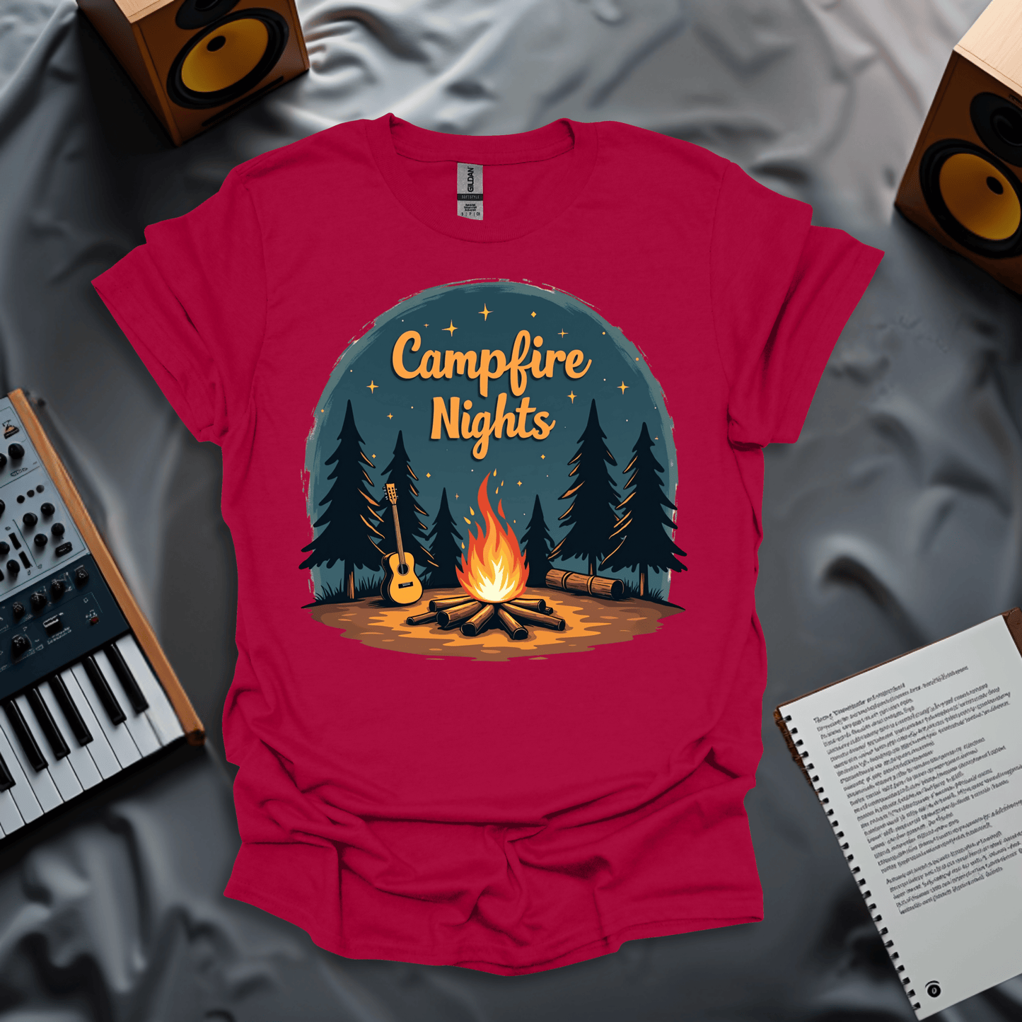 Campfire Night with Guitar T-Shirt