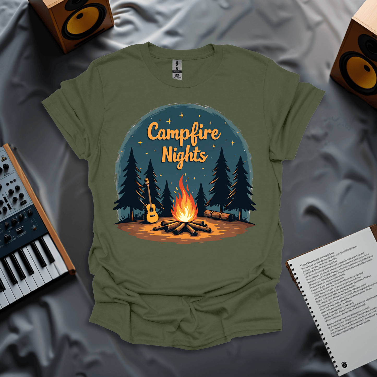 Campfire Night with Guitar T-Shirt