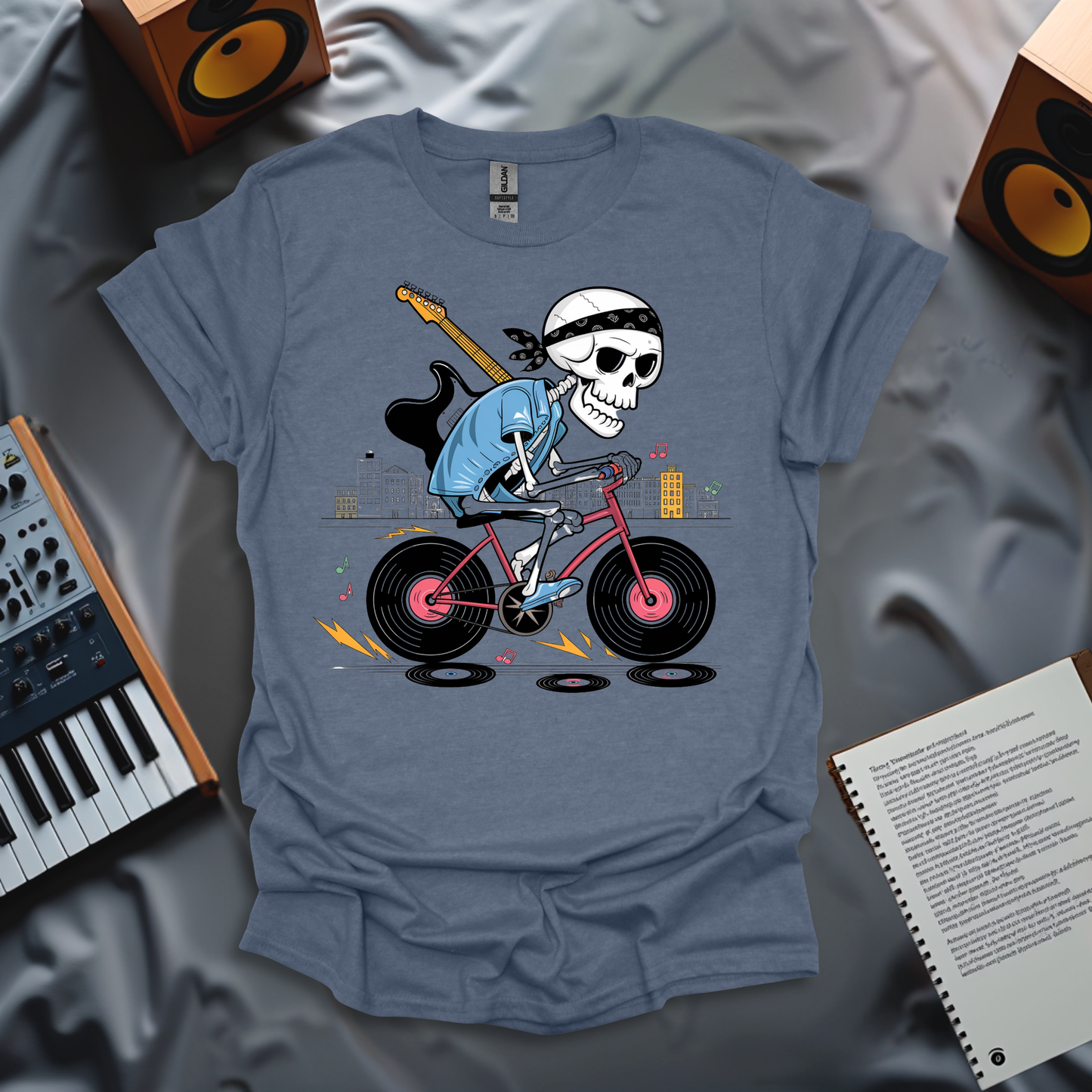 Guitar-Shredding Cyclist T-Shirt