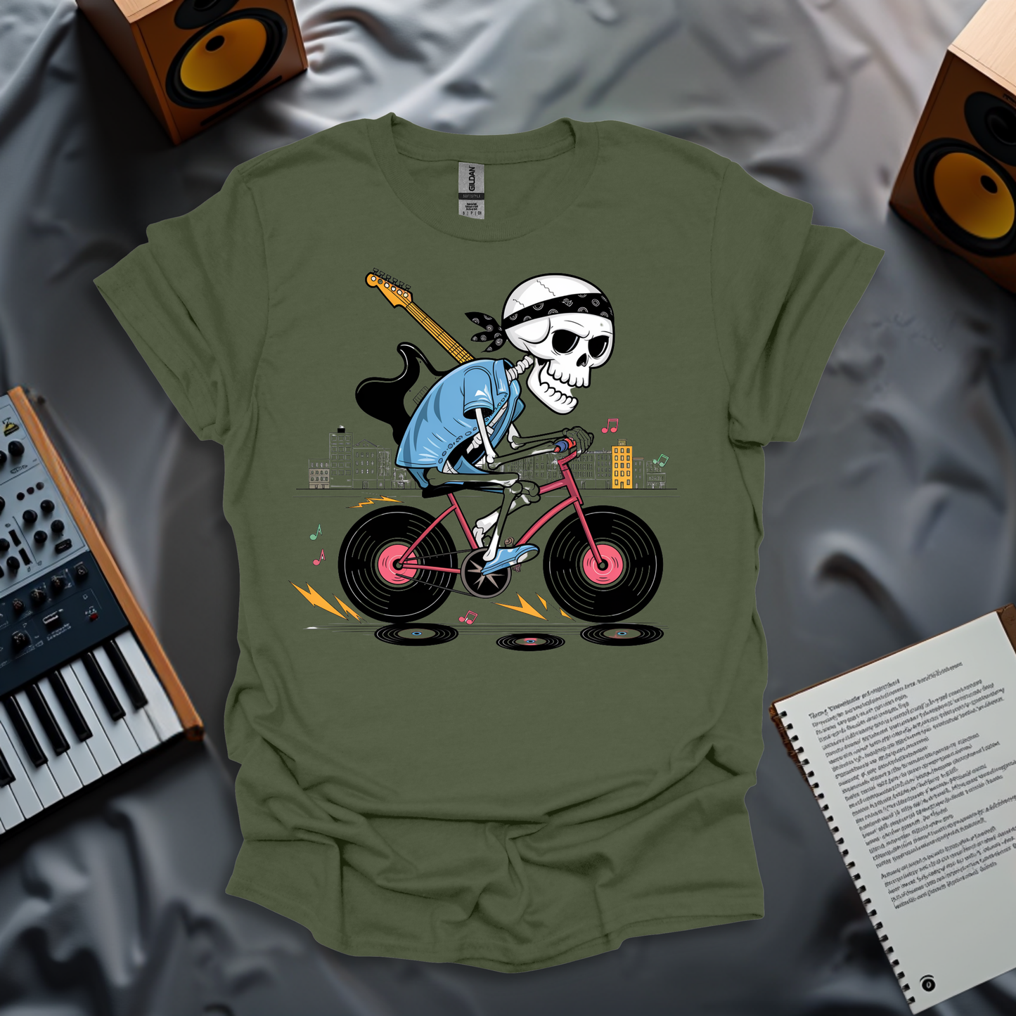 Guitar-Shredding Cyclist T-Shirt