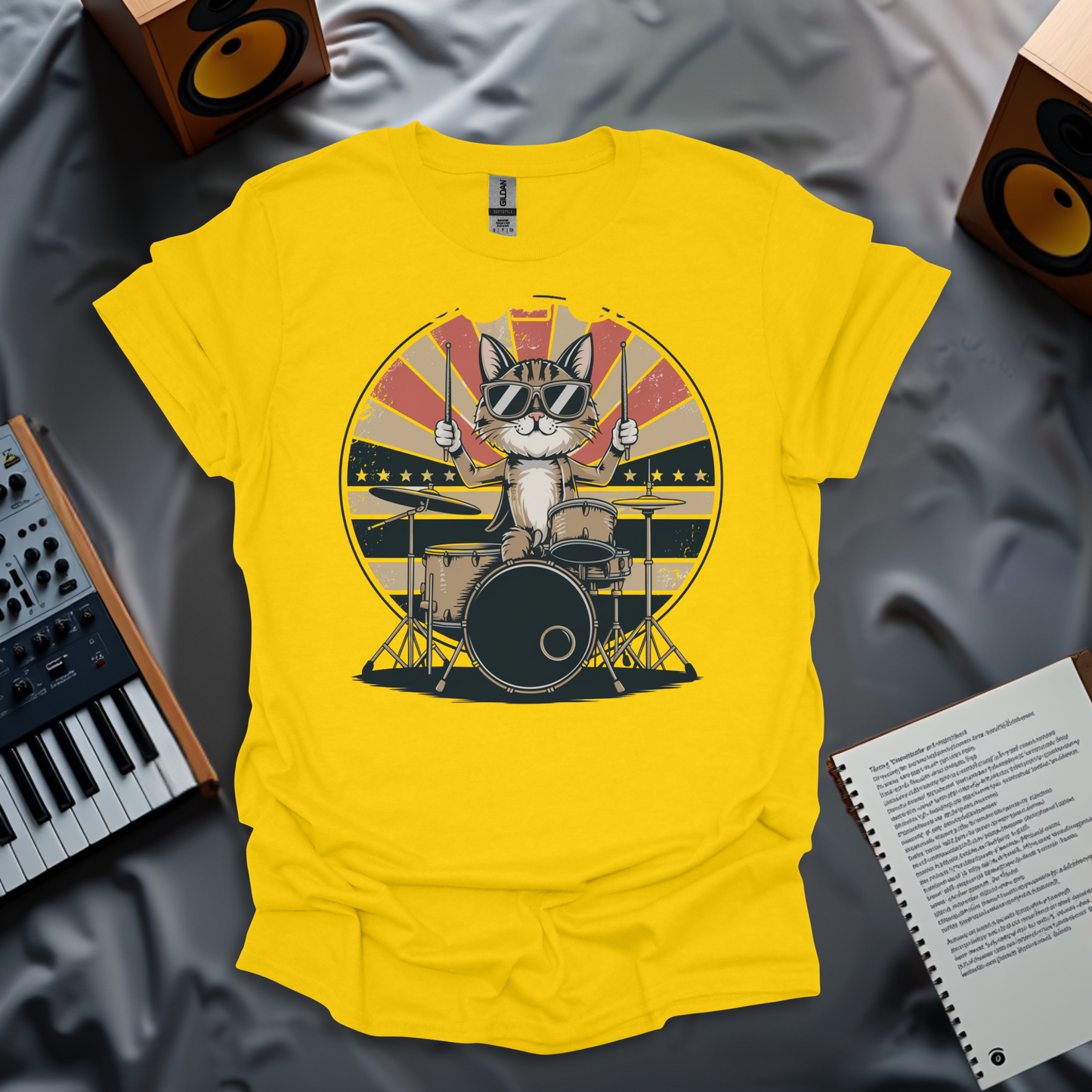 Rockstar Cat Drummer T-Shirt