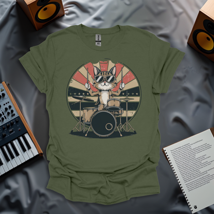 Rockstar Cat Drummer T-Shirt