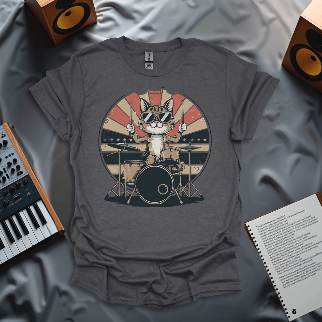 Rockstar Cat Drummer T-Shirt