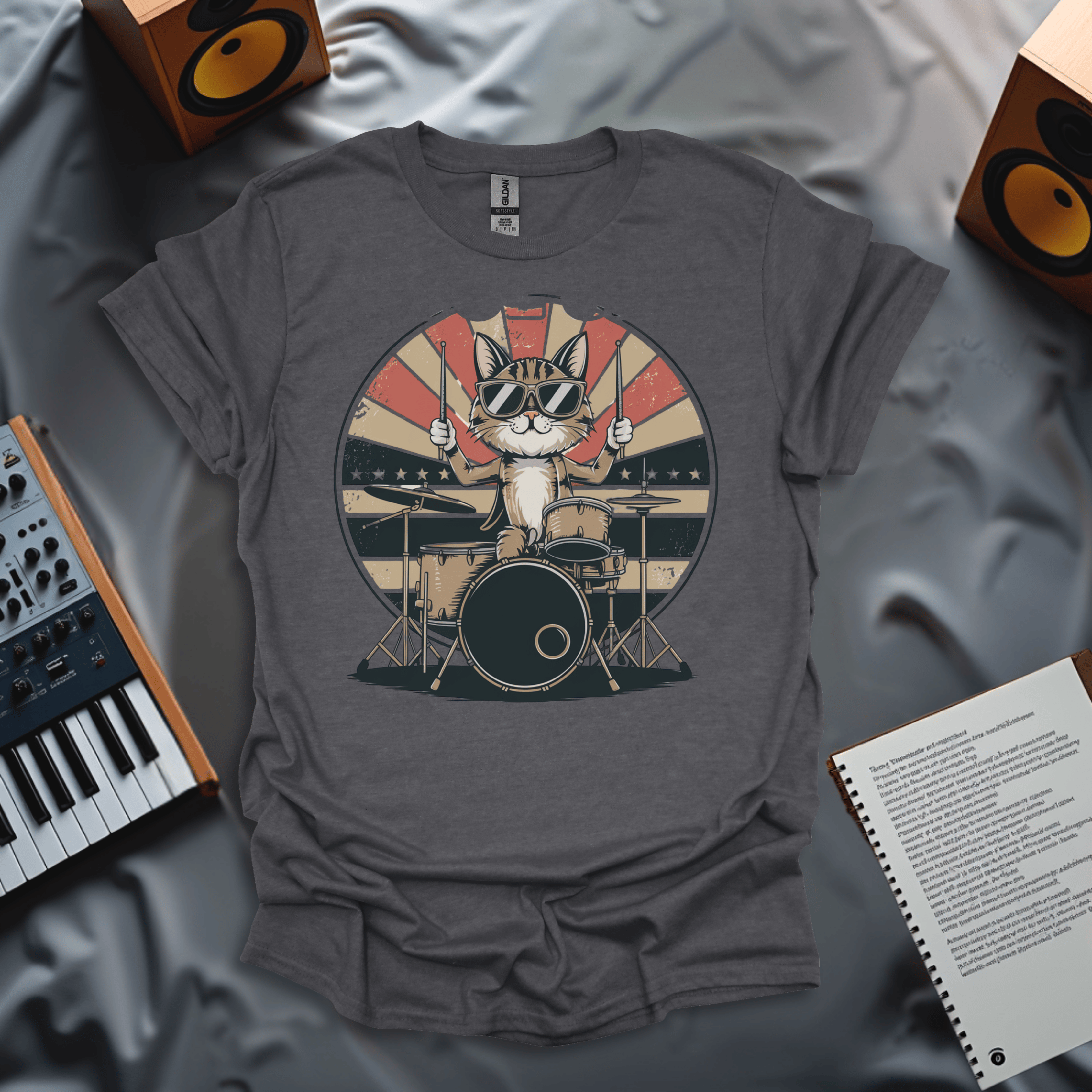 Rockstar Cat Drummer T-Shirt