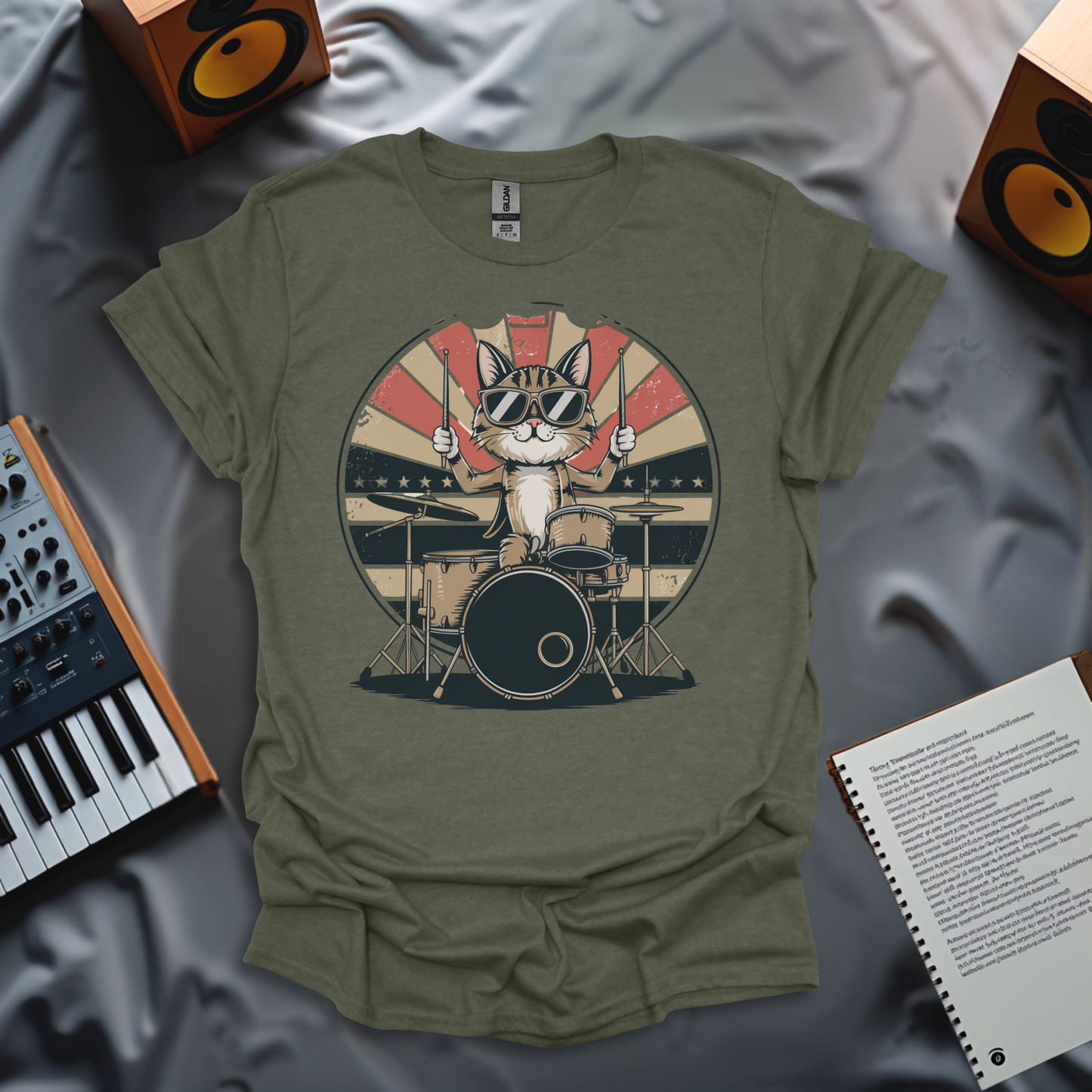 Rockstar Cat Drummer T-Shirt