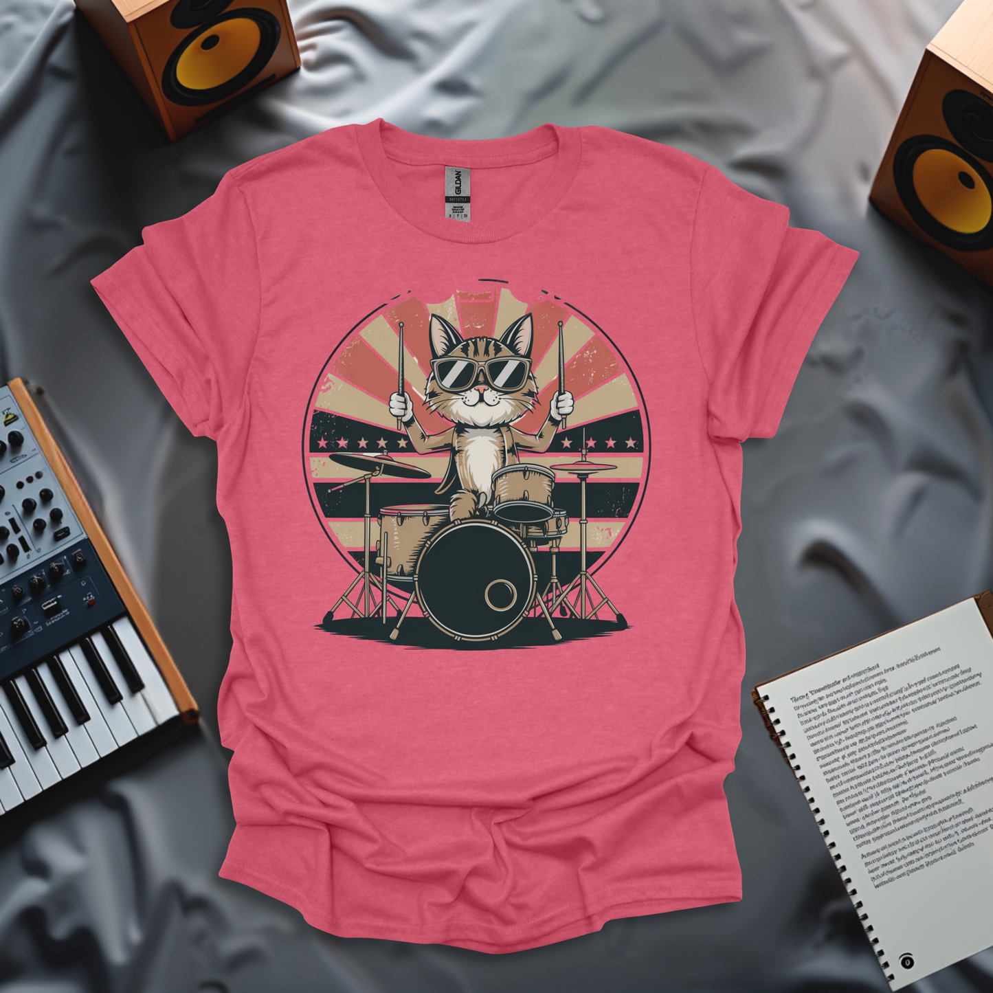 Rockstar Cat Drummer T-Shirt