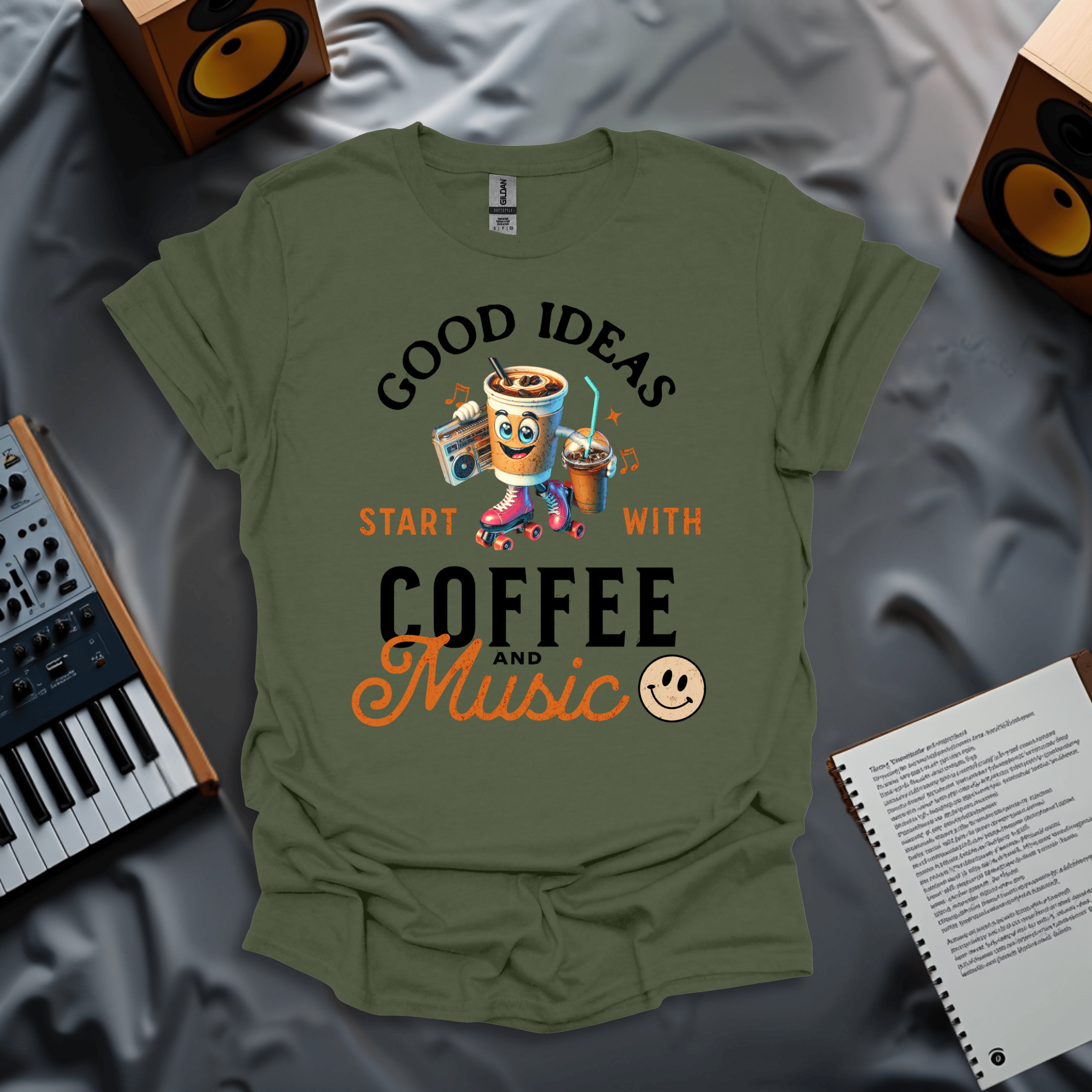 Good Ideas Start with Coffee & Music T-Shirt