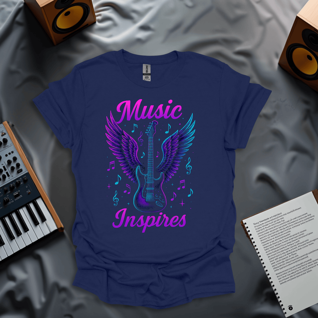 Music Inspires – Neon Winged Guitar T-Shirt