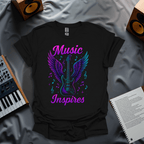 Music Inspires – Neon Winged Guitar T-Shirt