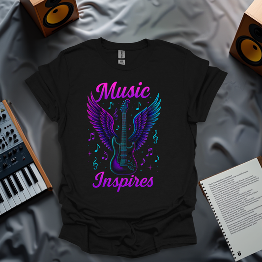 Music Inspires – Neon Winged Guitar T-Shirt