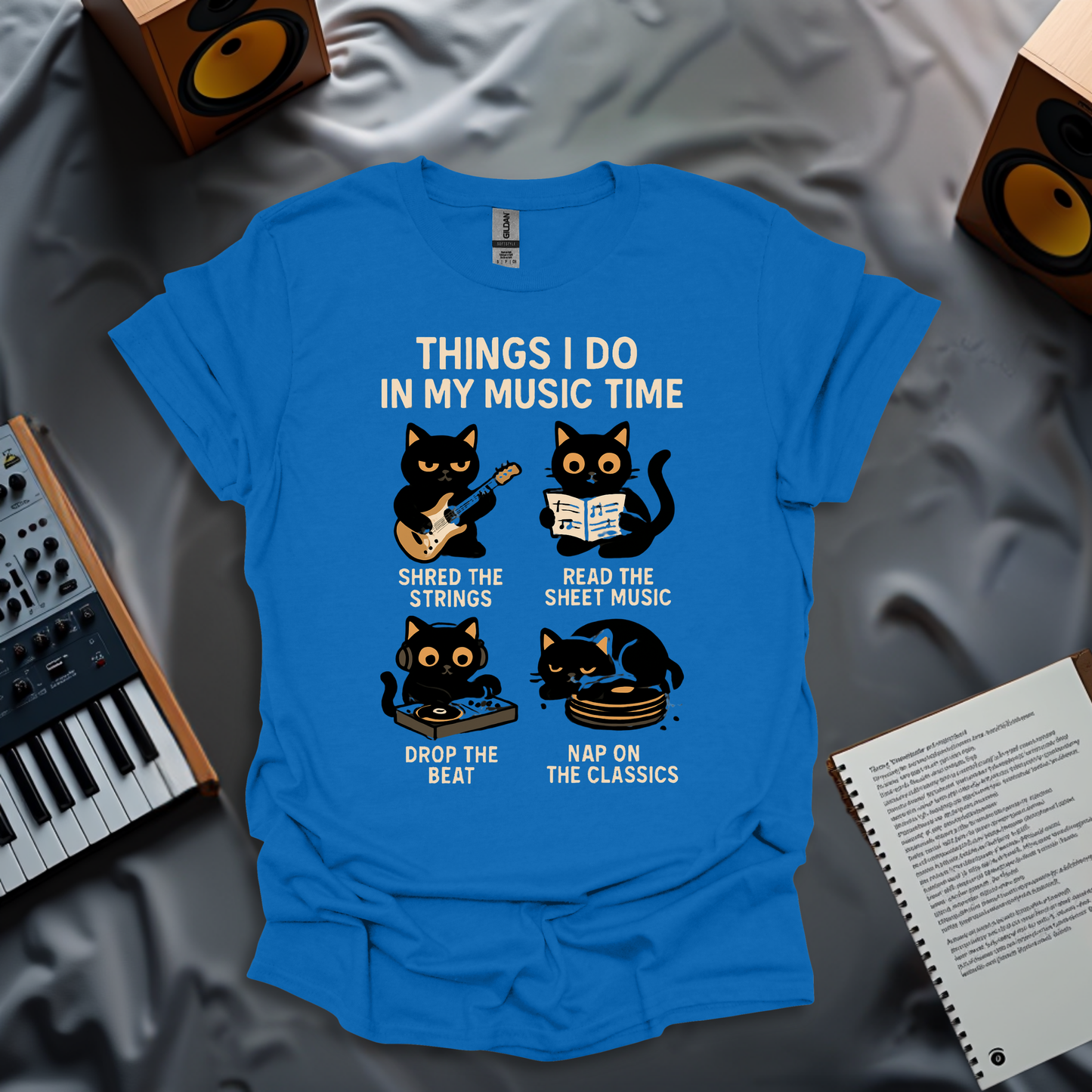 Things I Do in My Music Time – Cute Music Cat T-Shirt