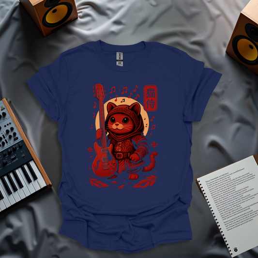 Samurai Strings – Music Warrior Cat T-Shirt