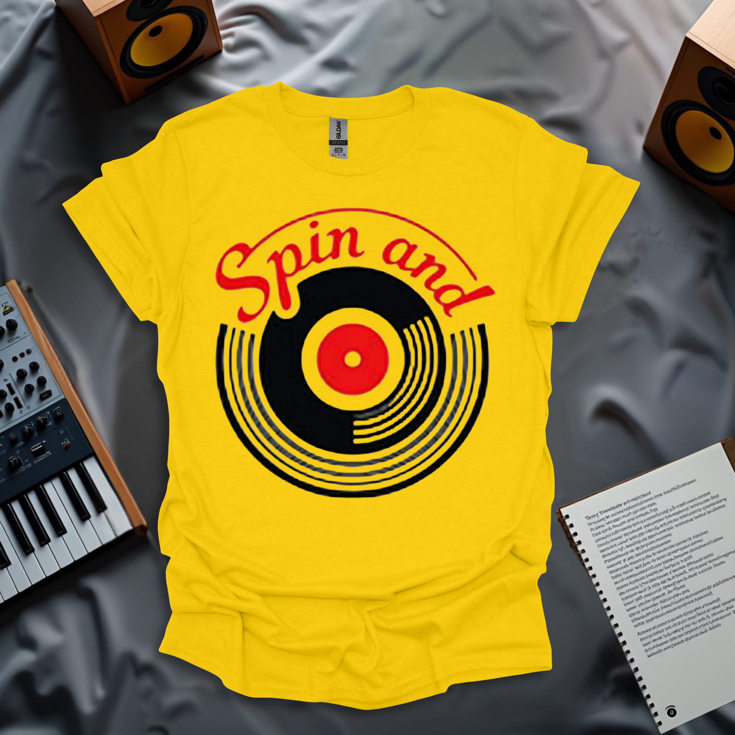 Spin and Rewind – Retro Vinyl Record T-Shirt