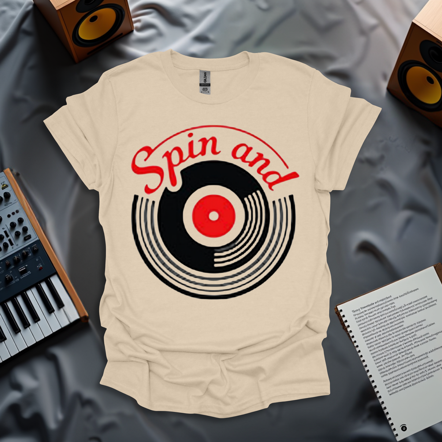 Spin and Rewind – Retro Vinyl Record T-Shirt