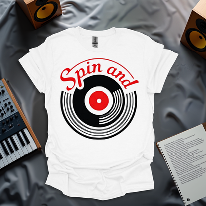 Spin and Rewind – Retro Vinyl Record T-Shirt