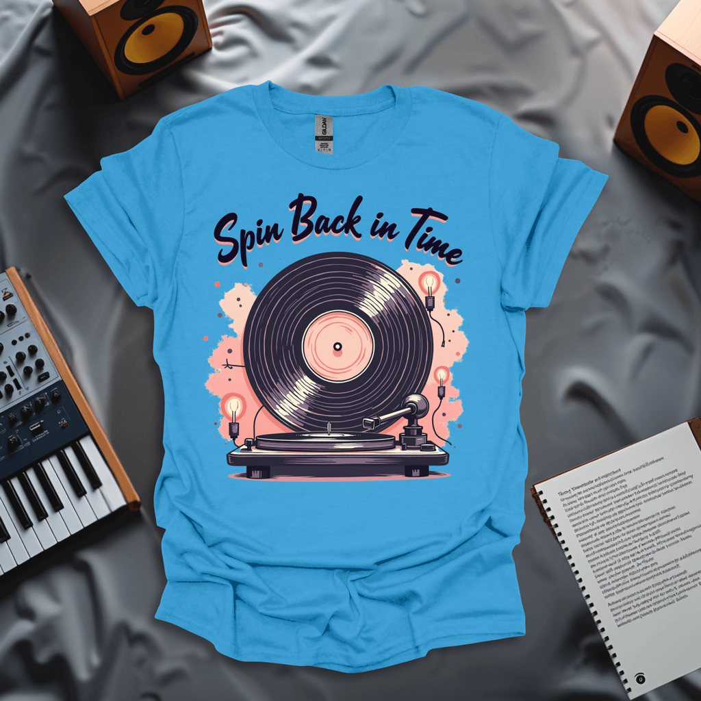 Spin Back in Time – Retro Vinyl Record Turntable T-Shirt