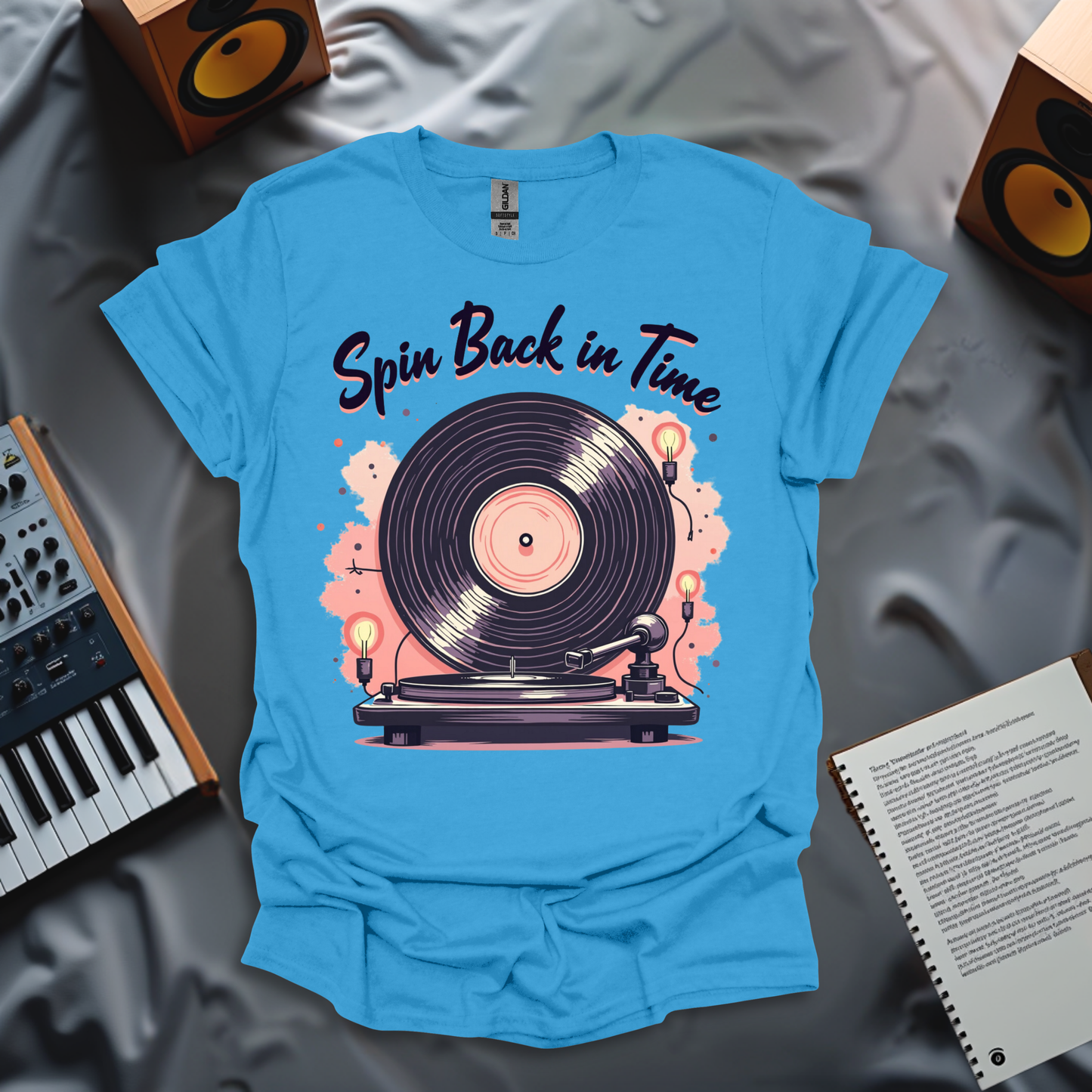 Spin Back in Time – Retro Vinyl Record Turntable T-Shirt