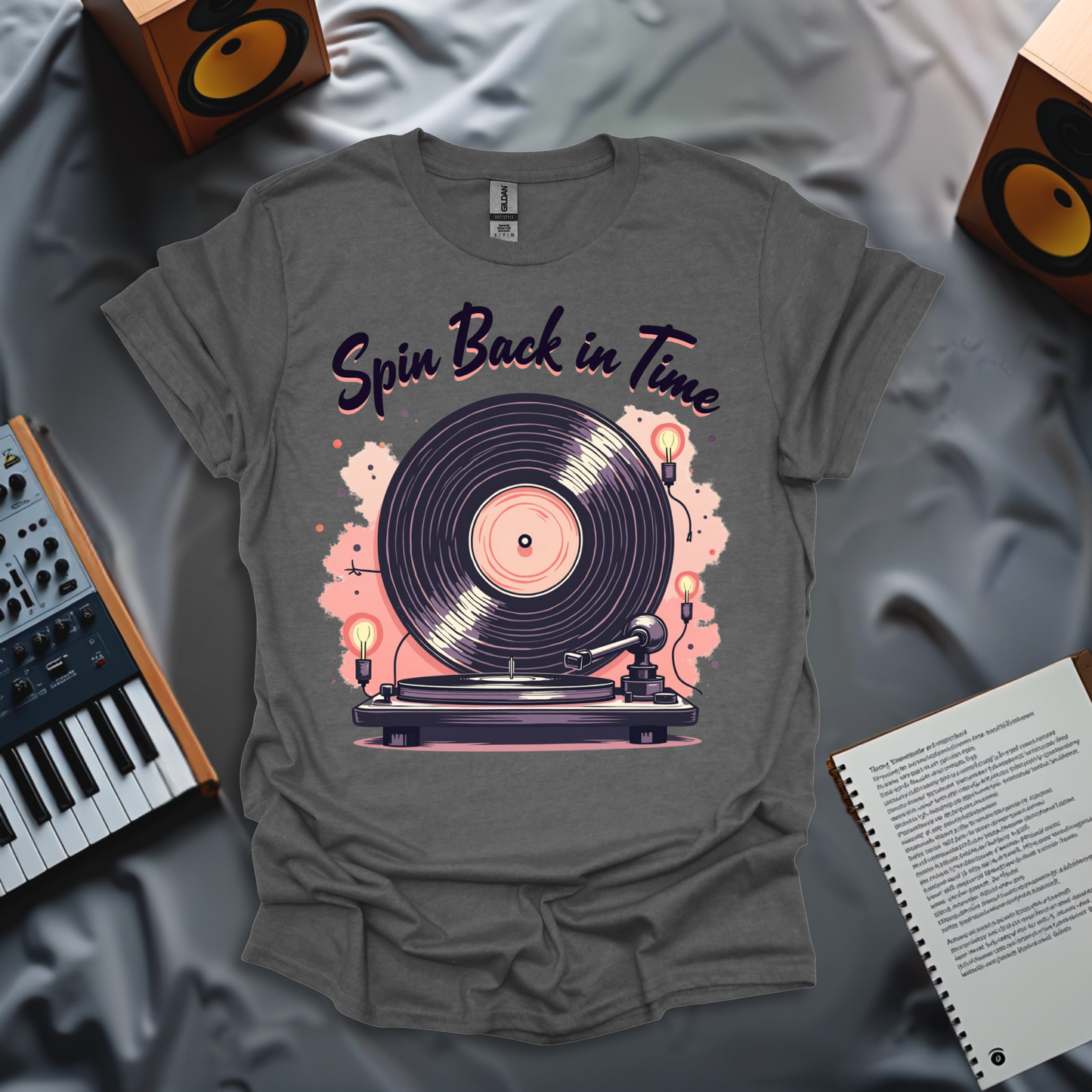 Spin Back in Time – Retro Vinyl Record Turntable T-Shirt